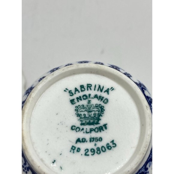 Sabrina Coalport England R298063 Blue Floral Design Bat Wing Handle Teacup Vtg - Picture 8 of 10
